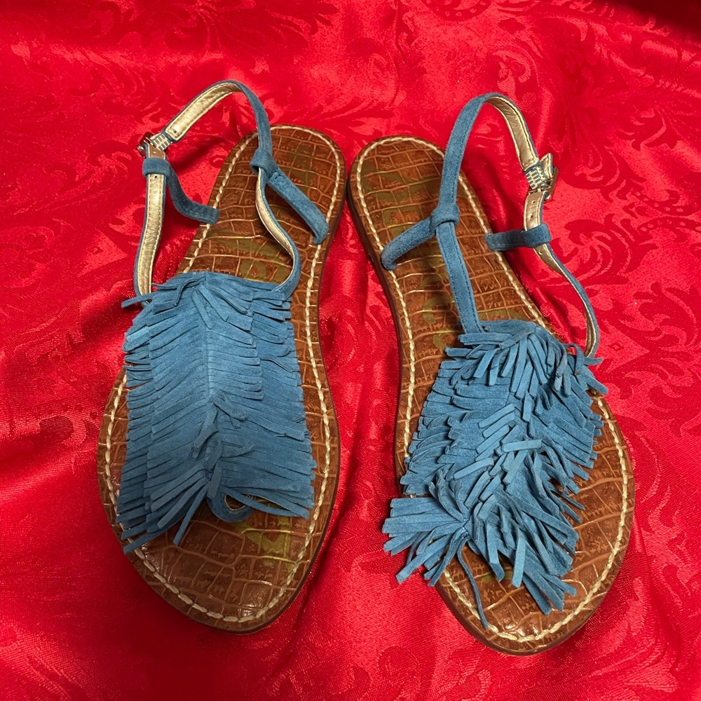 Sam Edelman Blue Fringe Sandals